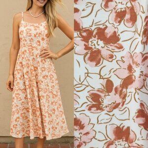 Pact Organic Cotton Fit & Flare Floral Dress w/ Built-In Shelf Bra & Pockets